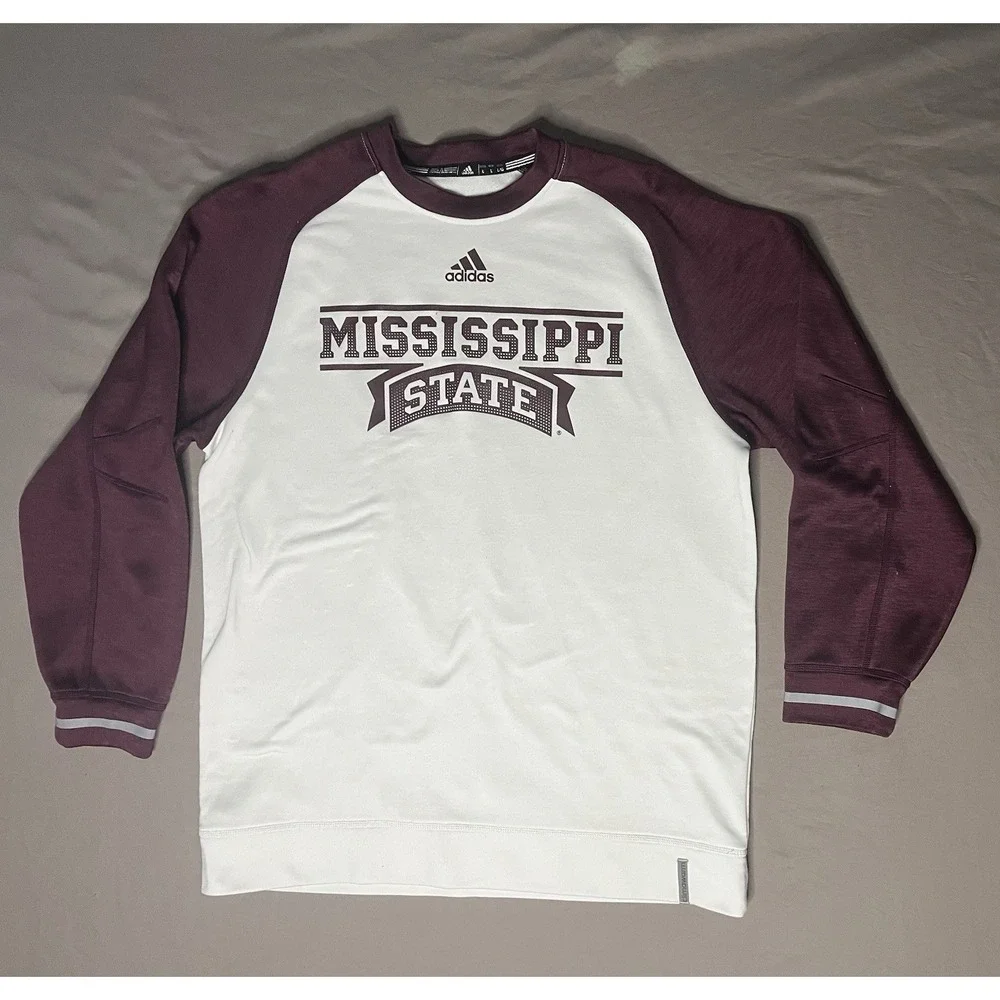 Adidas Mississippi State Bulldogs Sweatshirt Mens SZ Large Maroon White Football